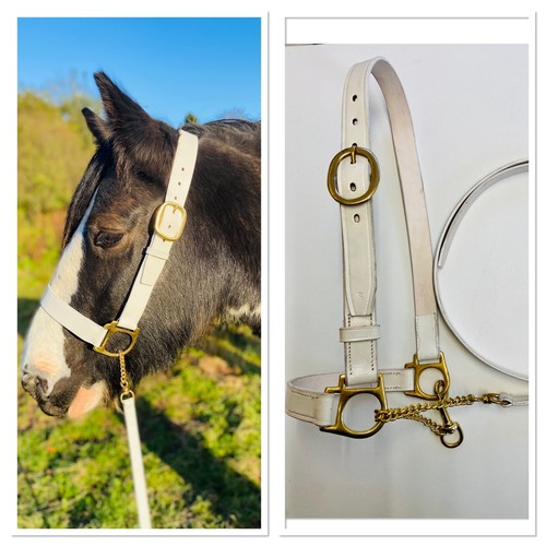 Hand halter white leather - halter,